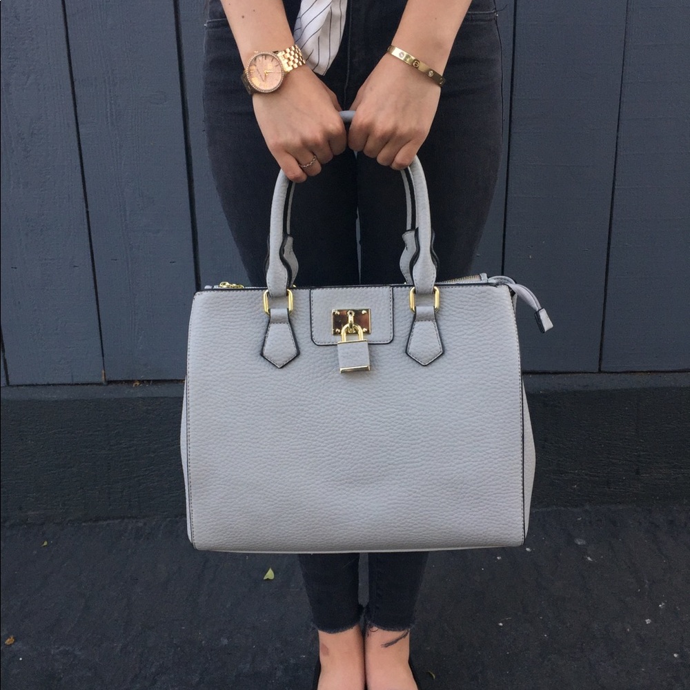 Large Gray Satchel Purse